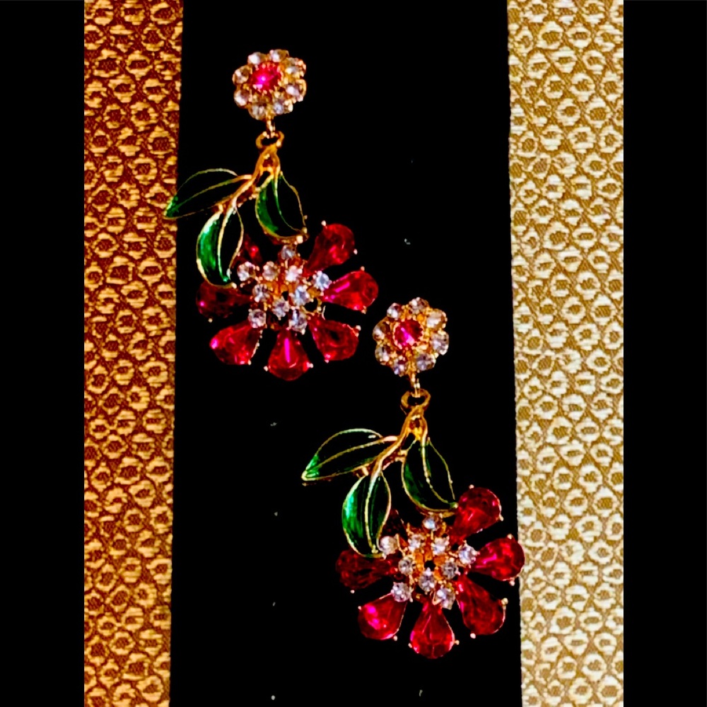 Flower Earrings Hot Pink